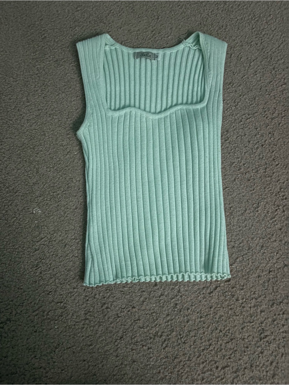 2Bella Mint Ribbed Scoop Neck Tank Top